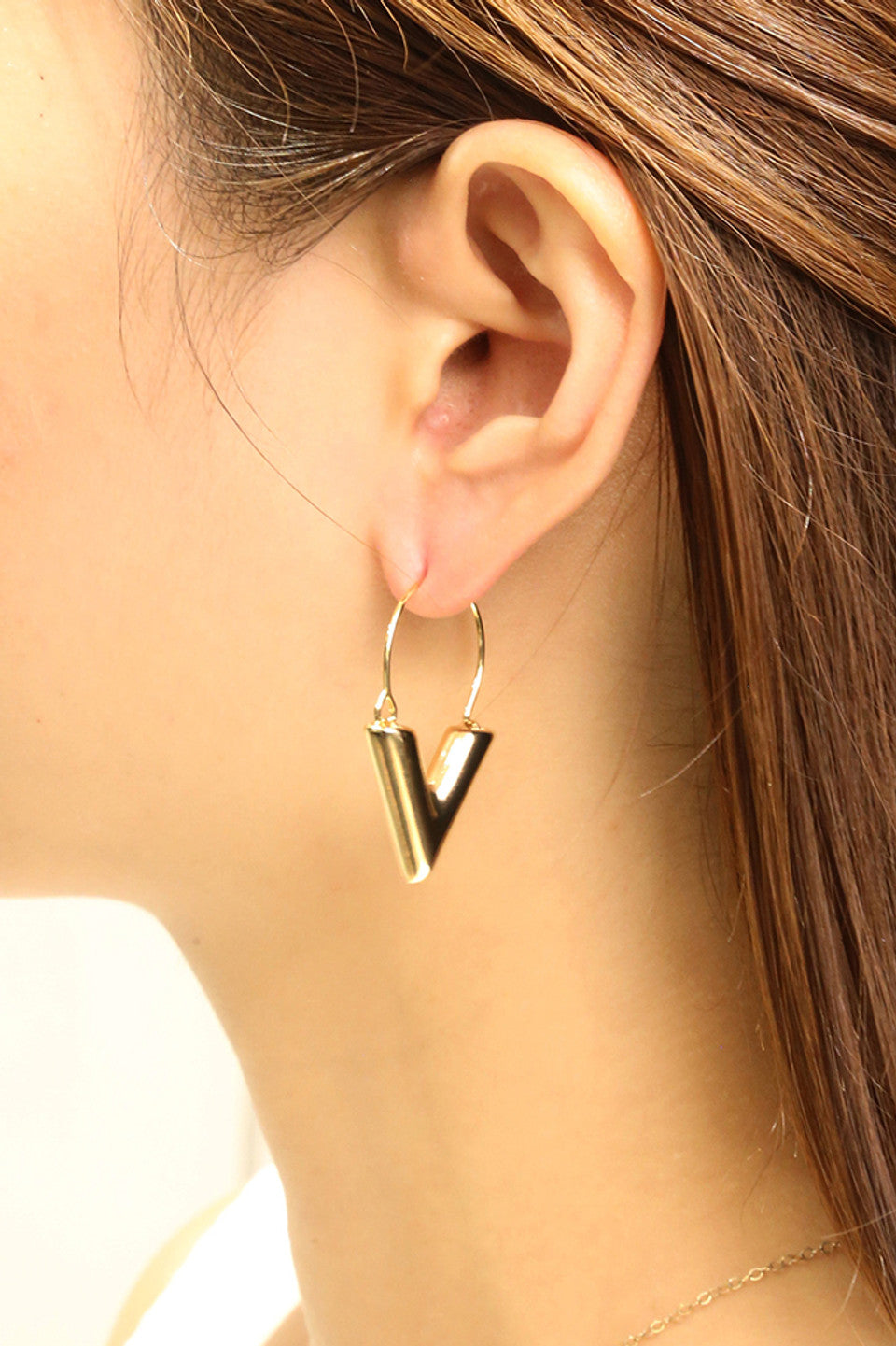 14K Gold Dipped V Hoop Earrings