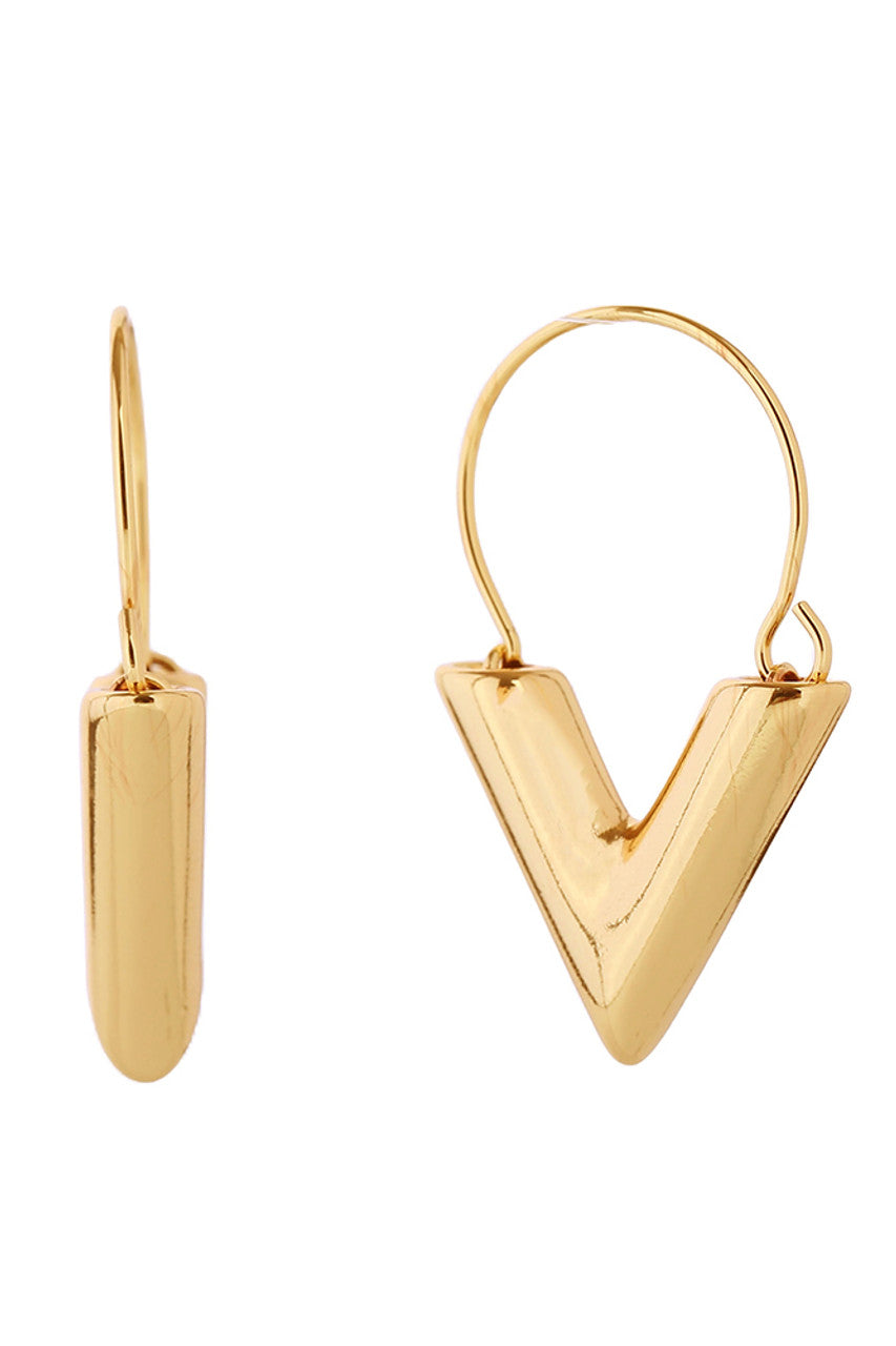 14K Gold Dipped V Hoop Earrings