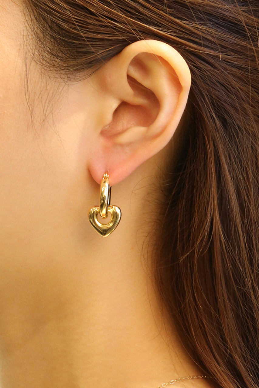 14K Gold Dipped Link Heart Earrings