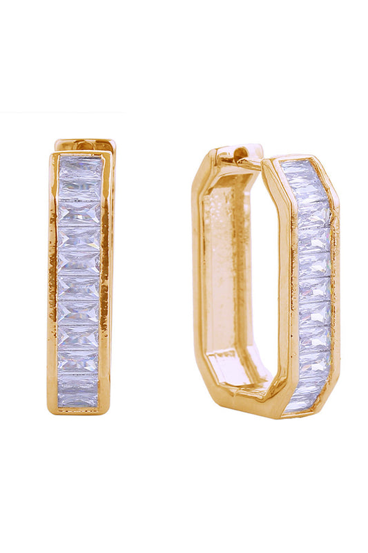 14K Gold Dipped Pave Huggie Earrings