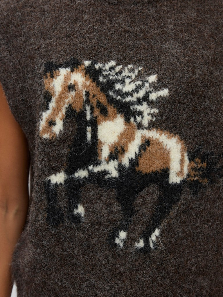 Horse Print Sleeveless Knitted Vest