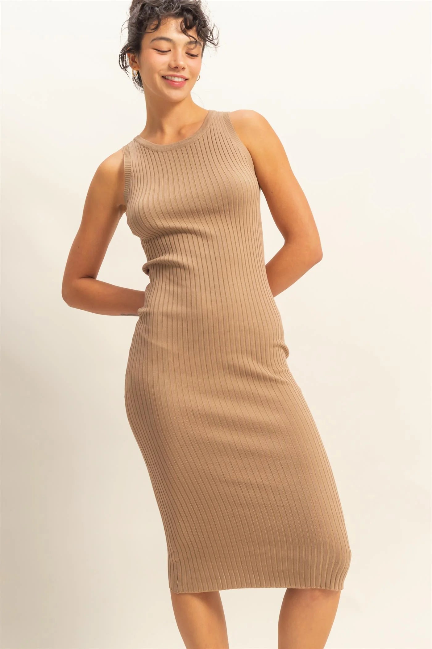 Ribbed Sleeveless Midi Dress