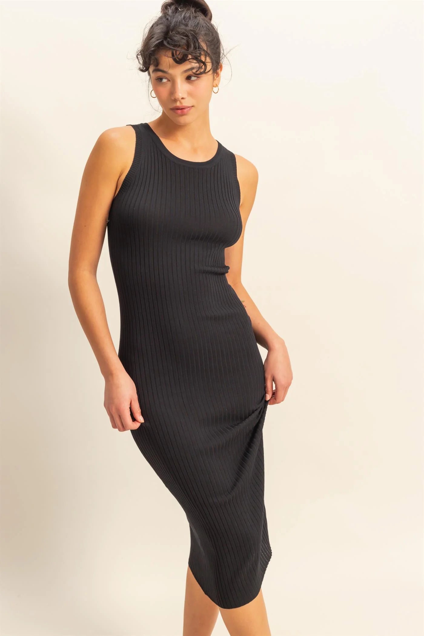 Ribbed Sleeveless Midi Dress