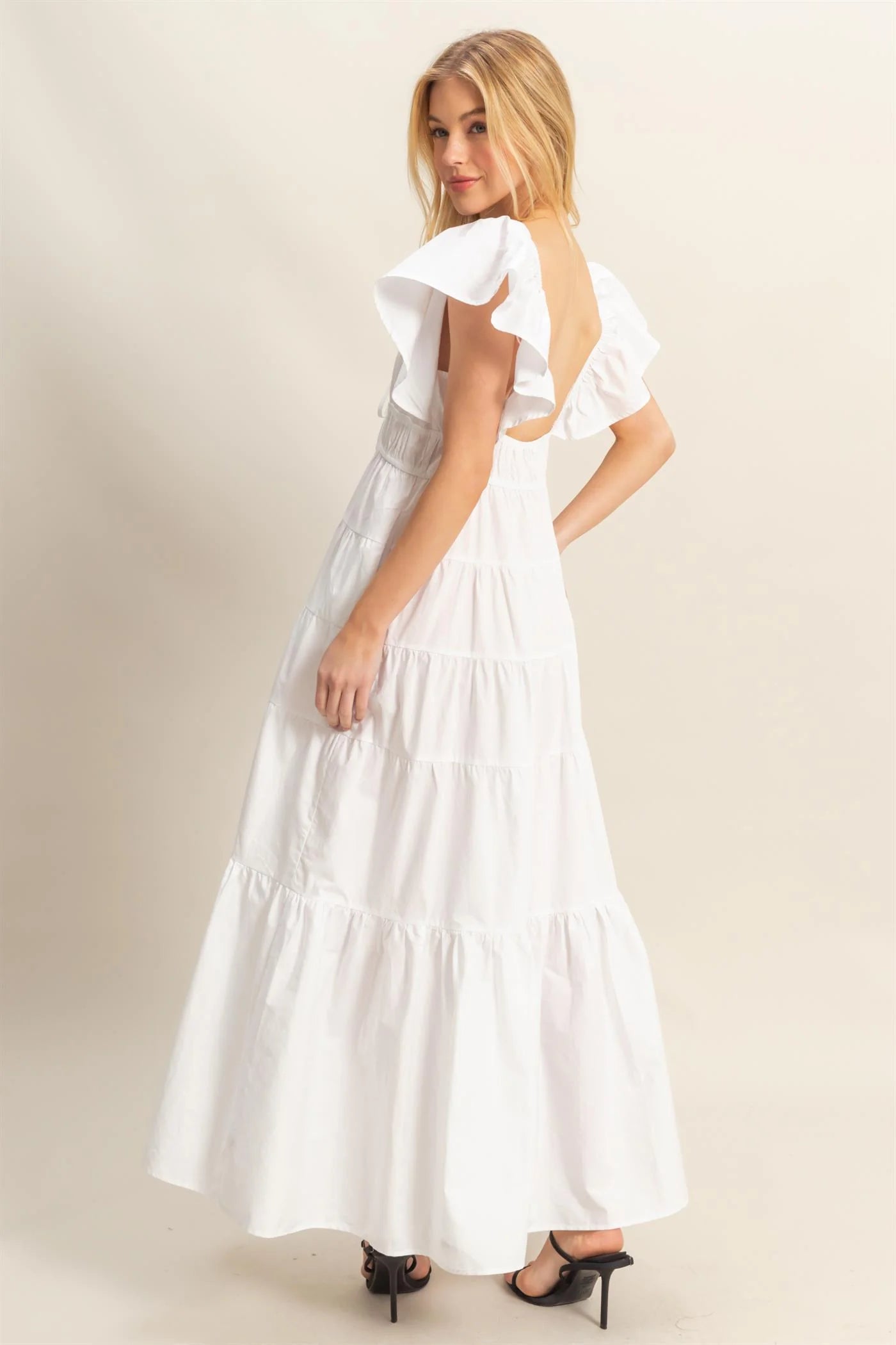 Cotton Poplin Tiered Maxi Dress