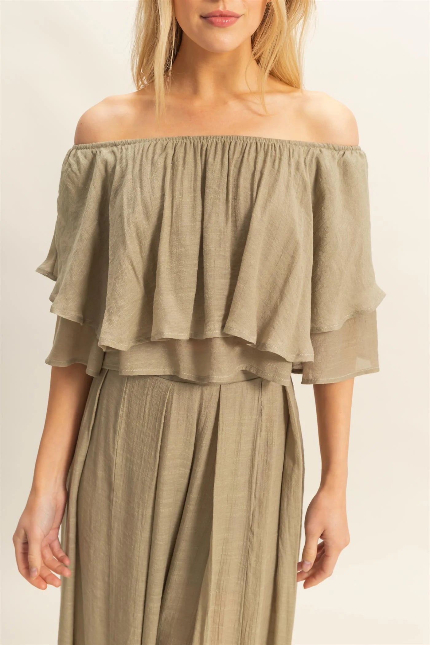 Off the Shoulder Blouse and Pants Set