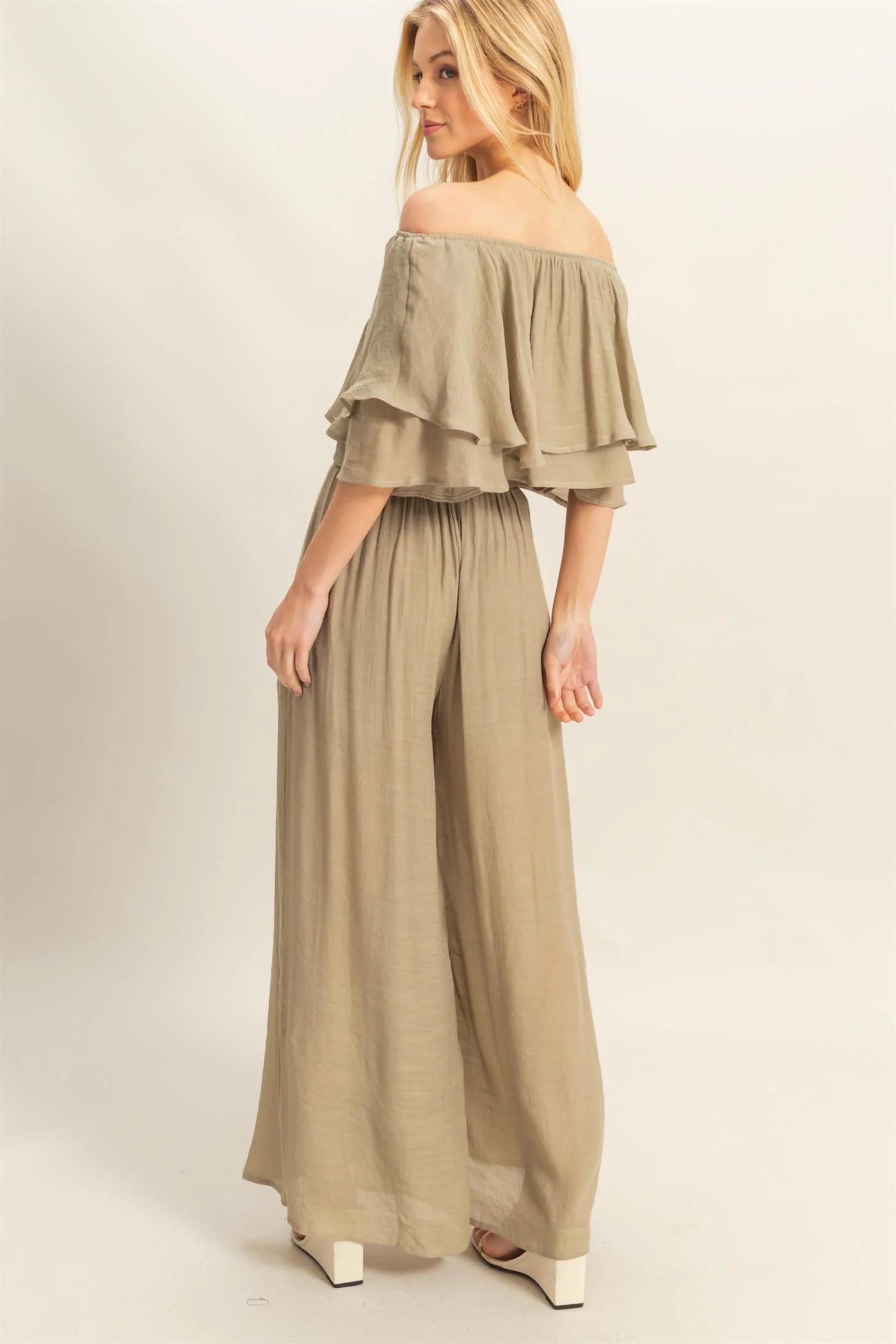Off the Shoulder Blouse and Pants Set