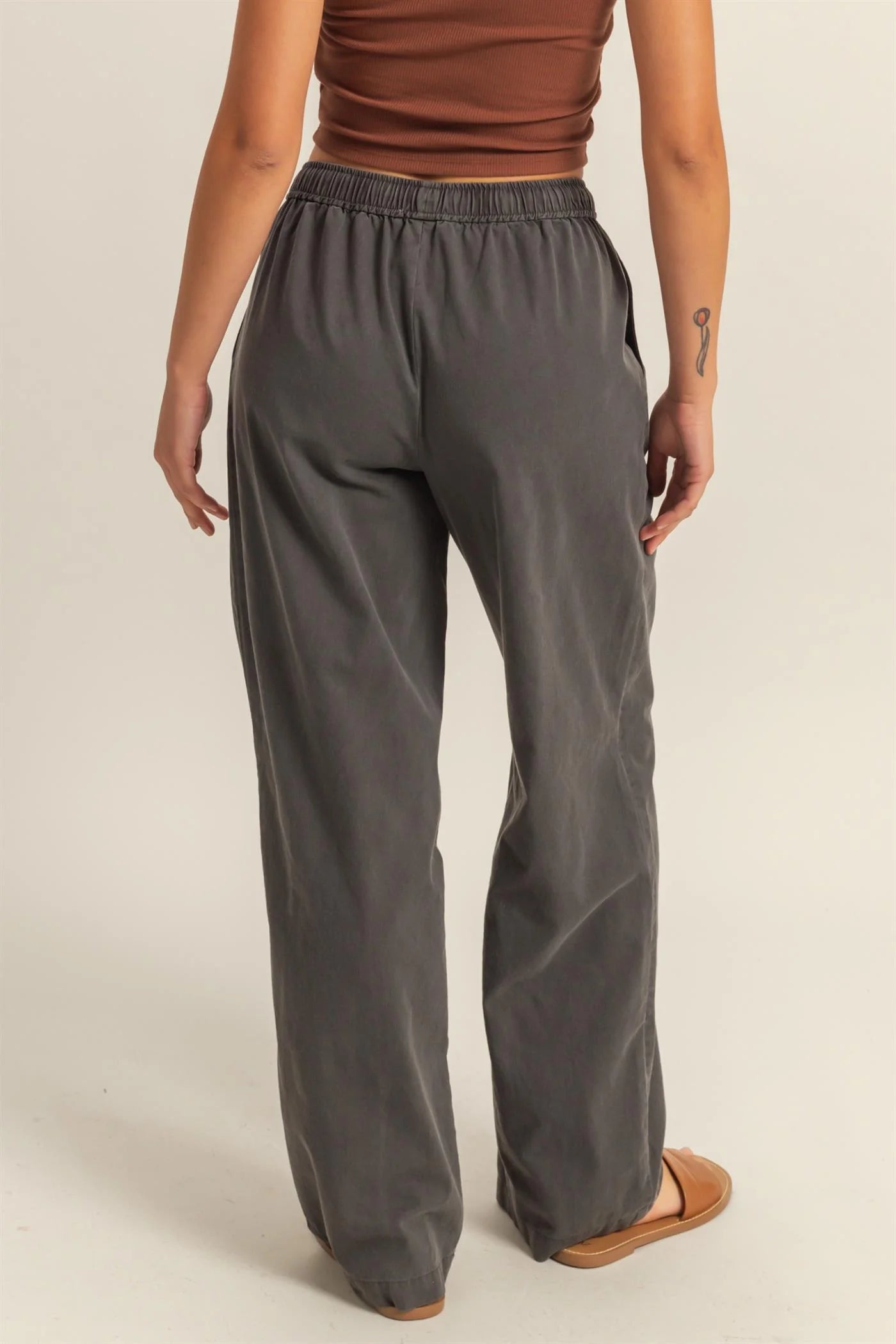 Drawstring Waist Straight Leg Pants