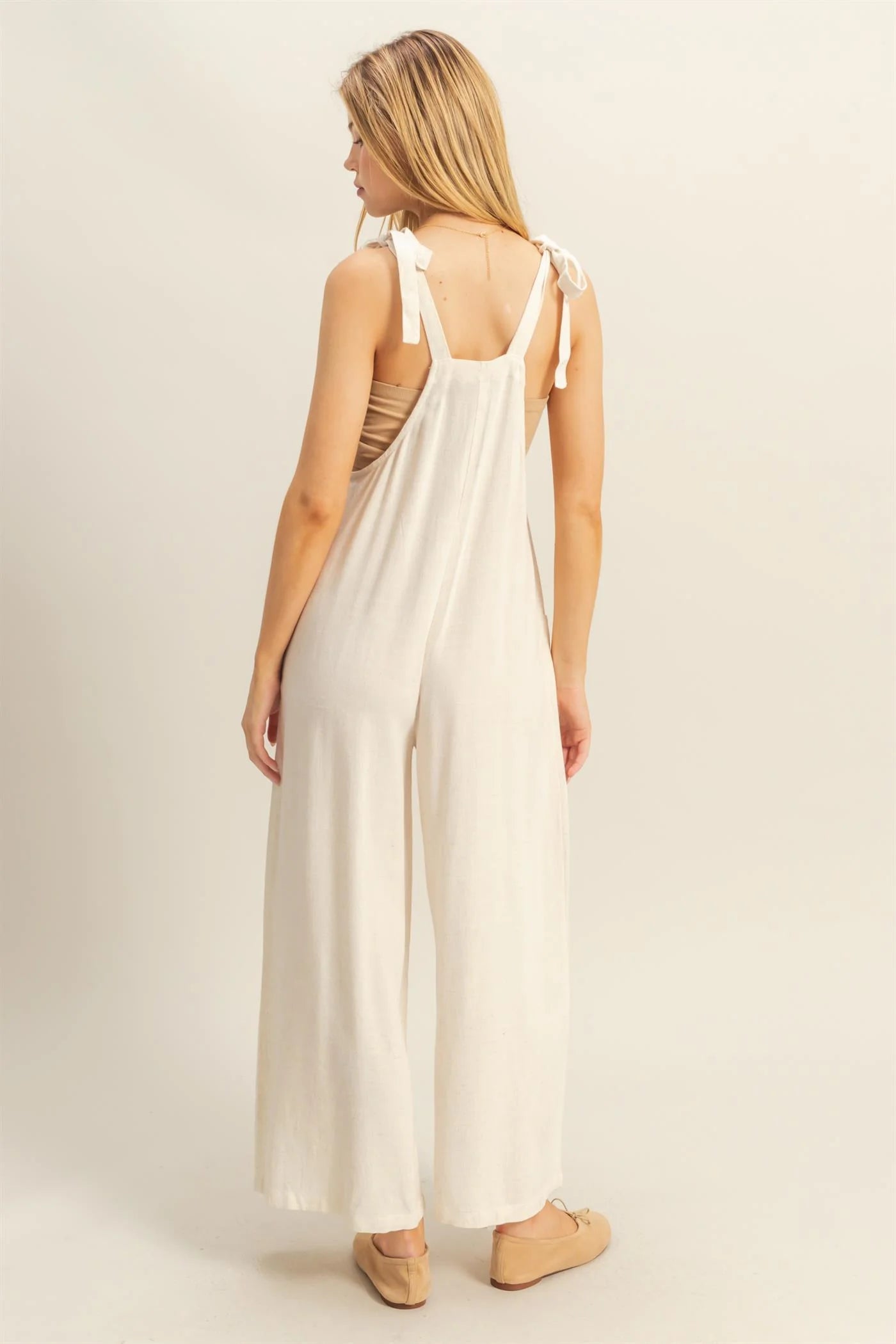 Linen Tie Shoulder Jumpsuit