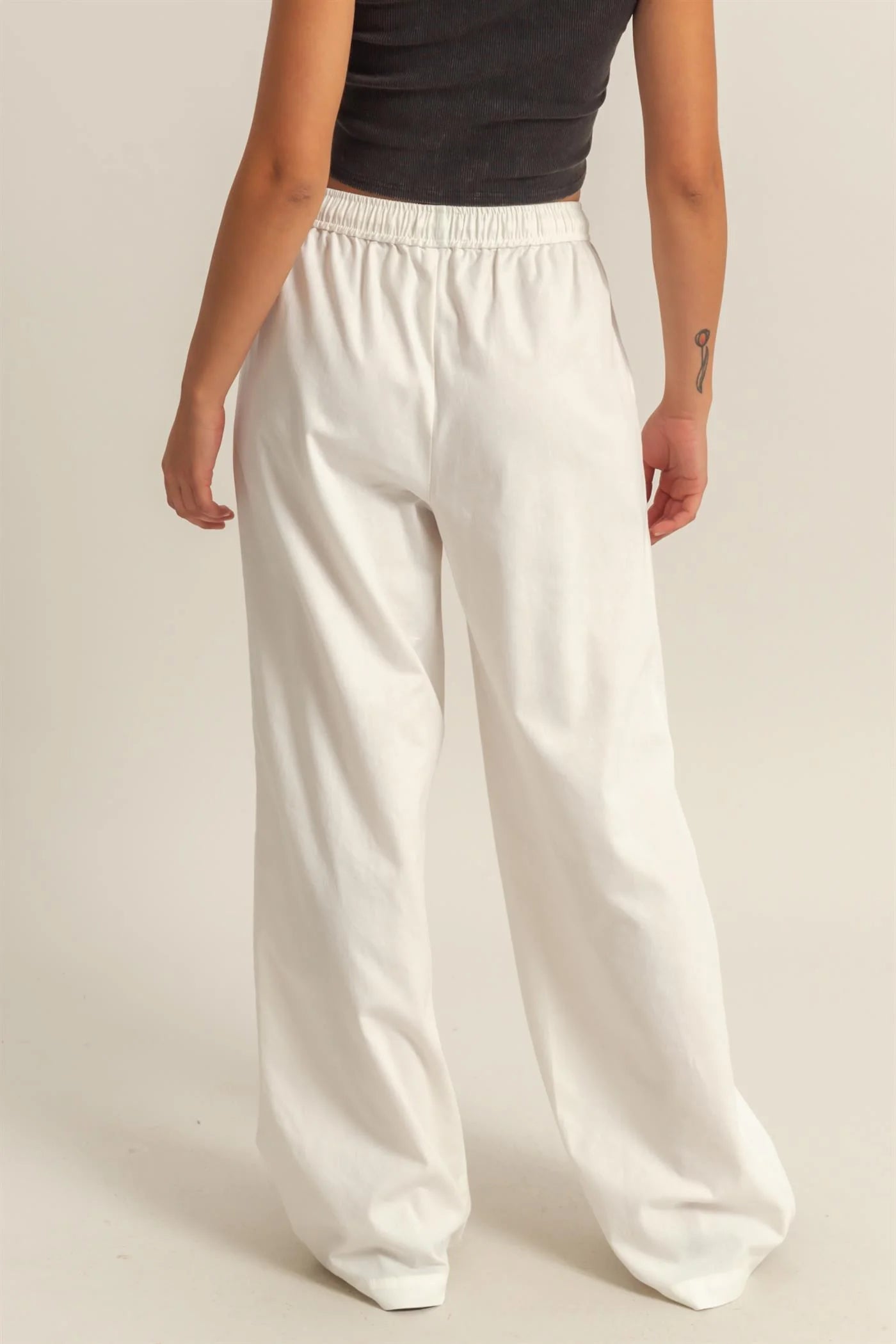 Drawstring Waist Straight Leg Pants