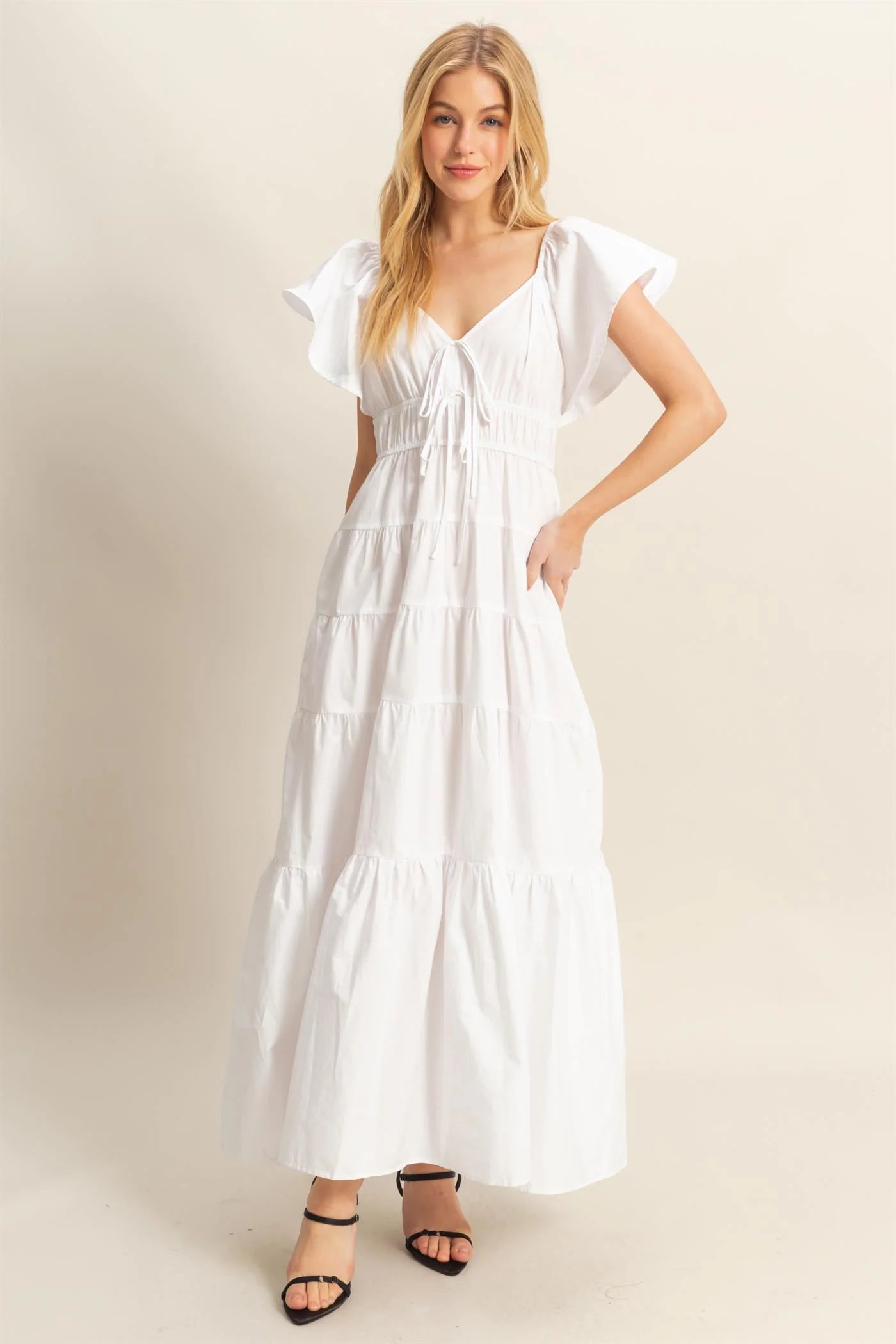 Cotton Poplin Tiered Maxi Dress