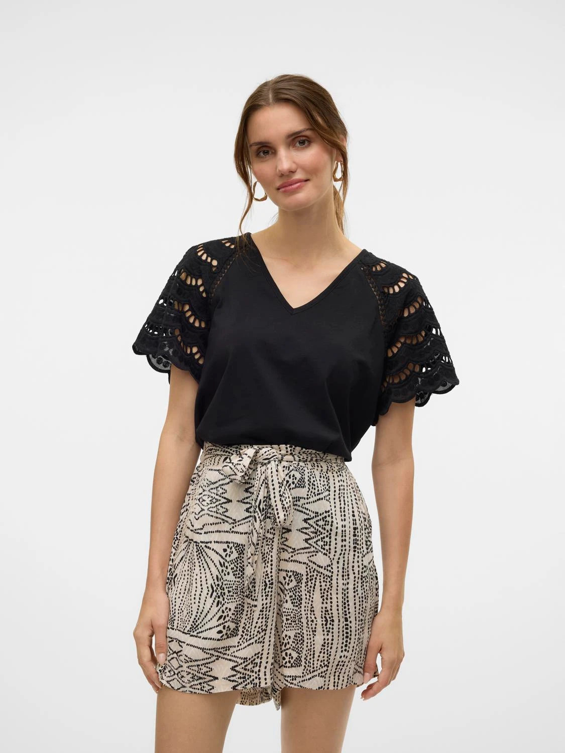 Lace Sleeves Cotton Top