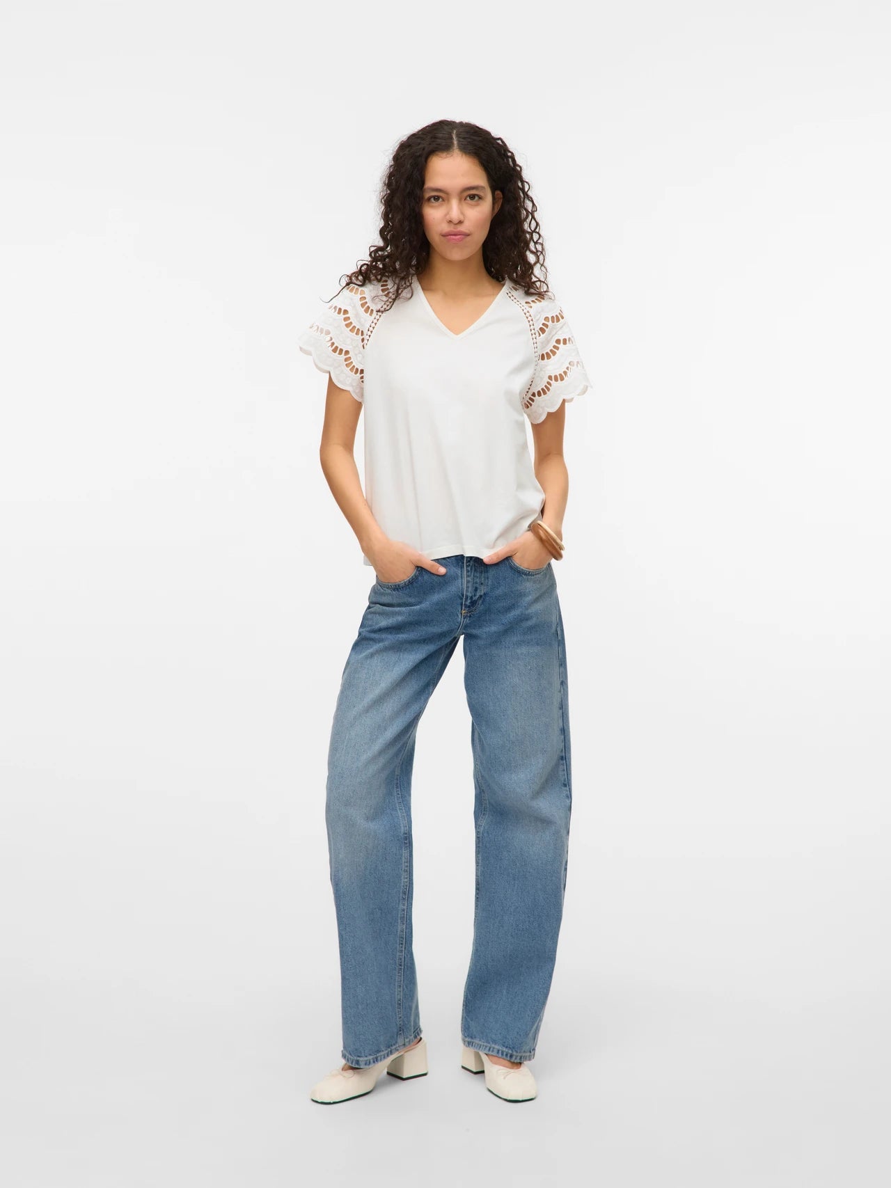Lace Sleeves Cotton Top
