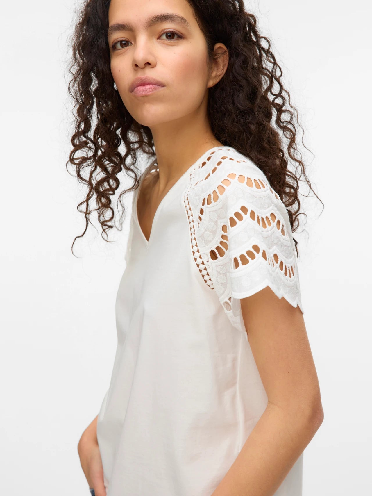 Lace Sleeves Cotton Top