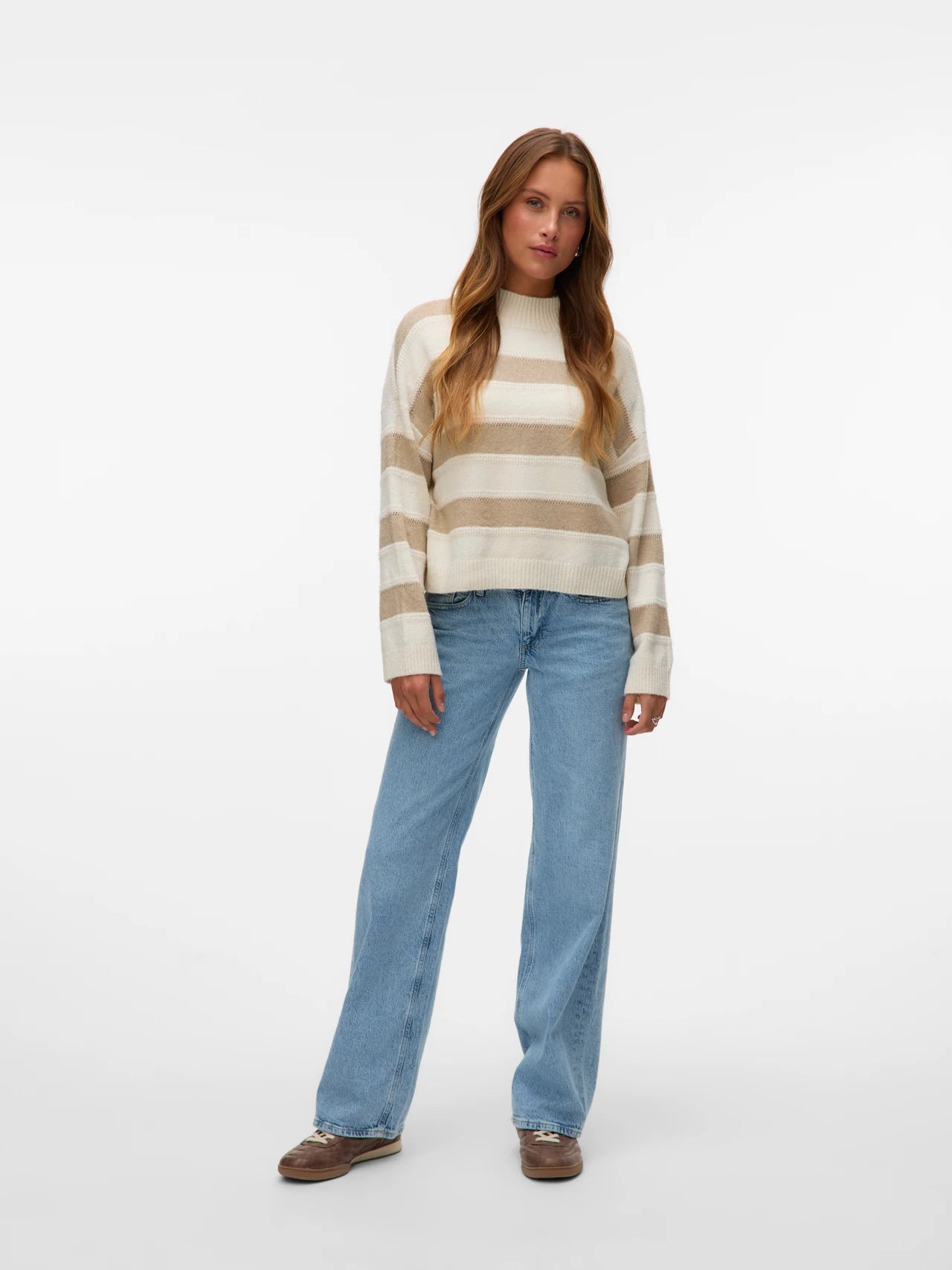Striped High Neck Sweater