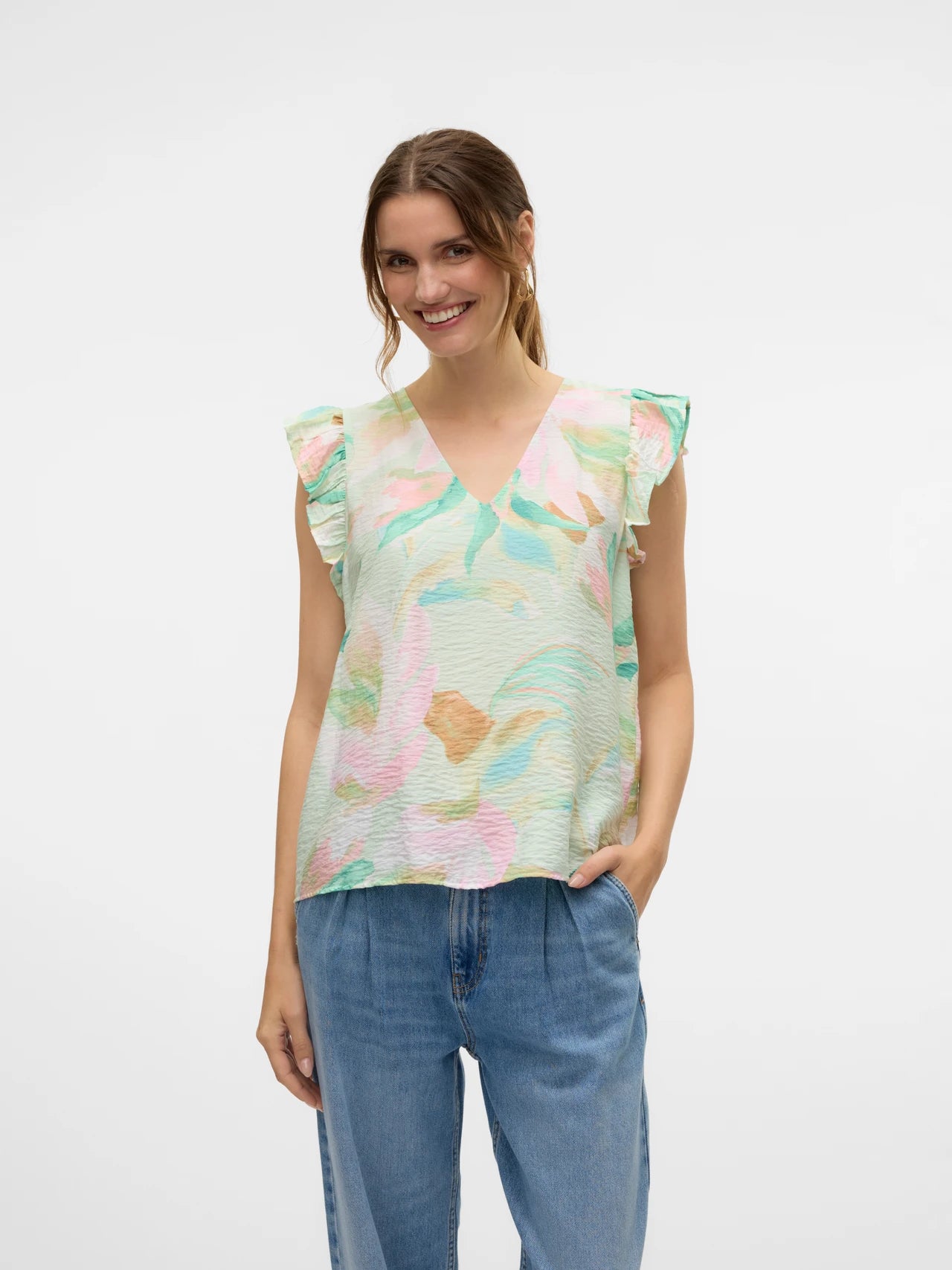 Printed Frill Top