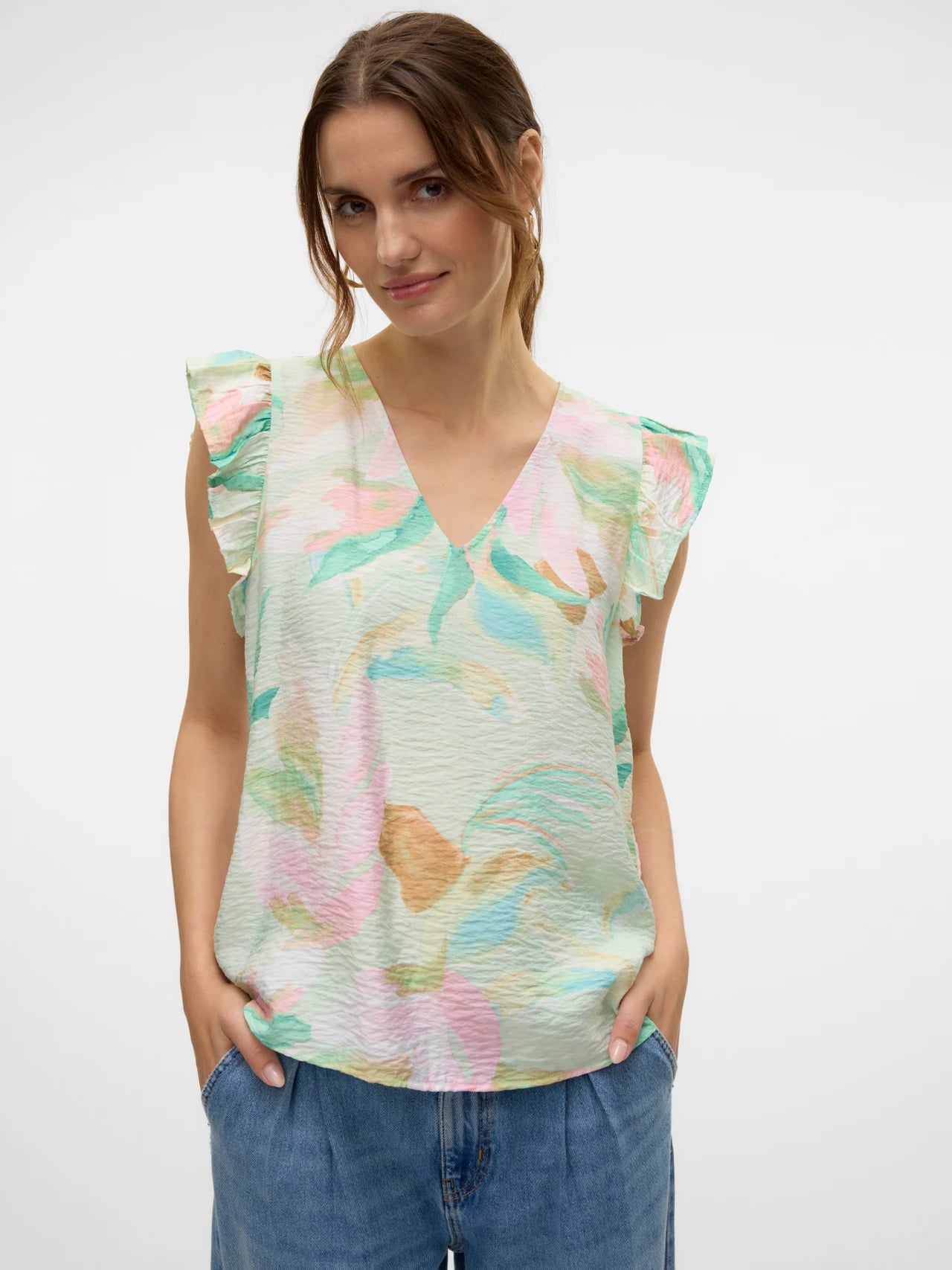 Printed Frill Top