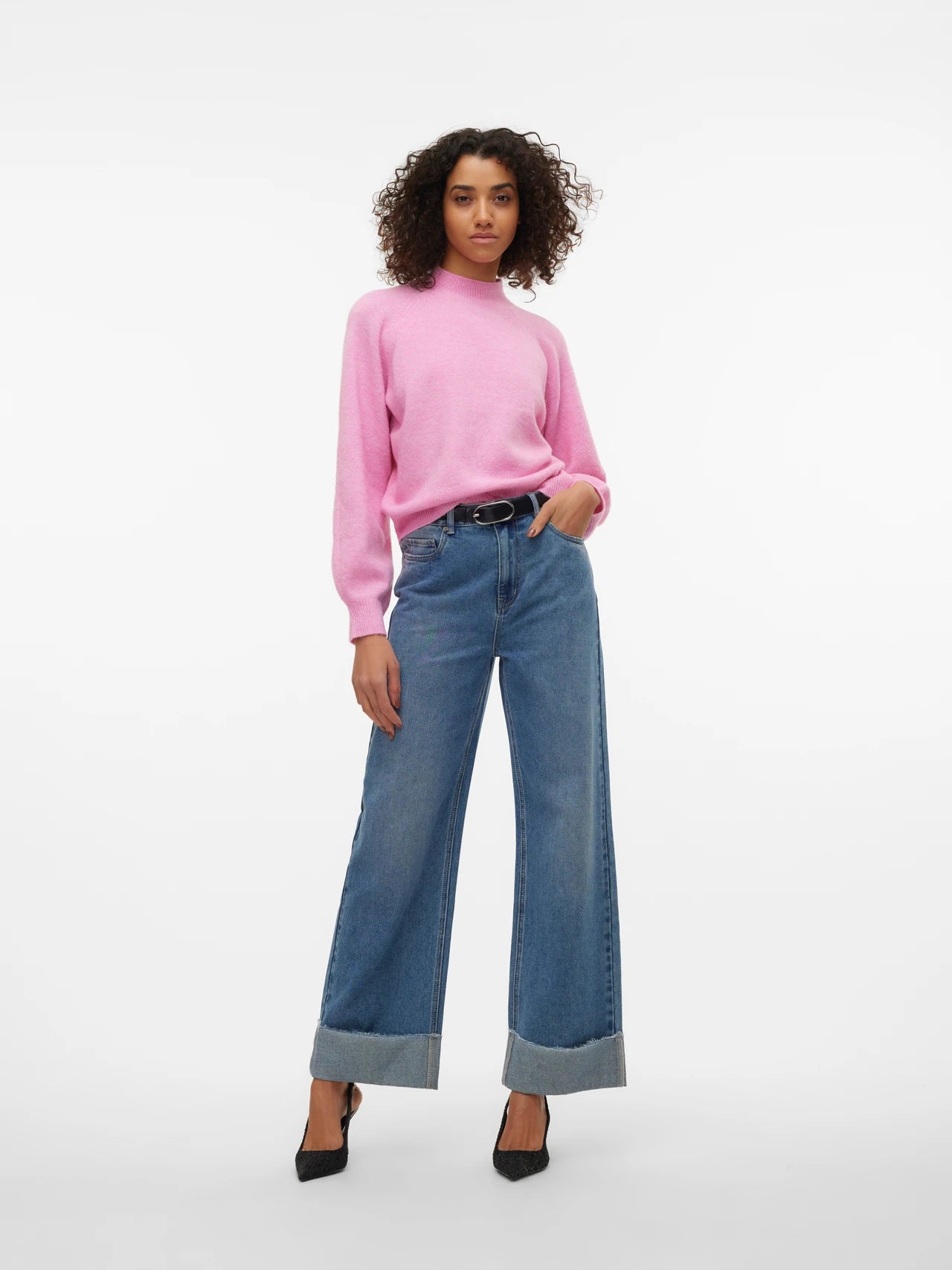 High Neck Balloon Sleeves Sweater
