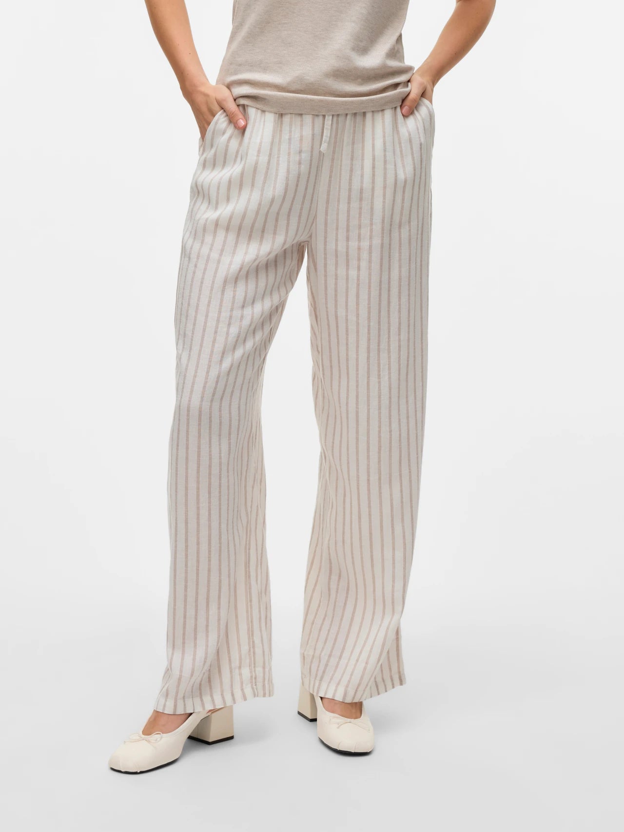 Linen Mid Waist Pants