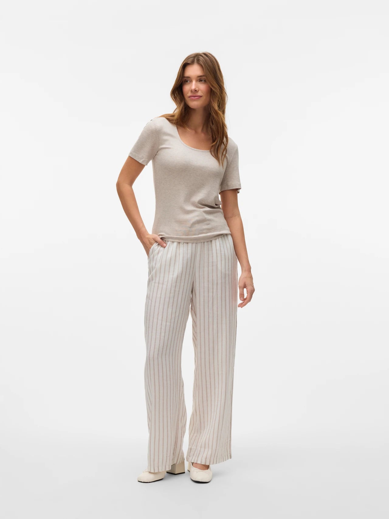 Linen Mid Waist Pants