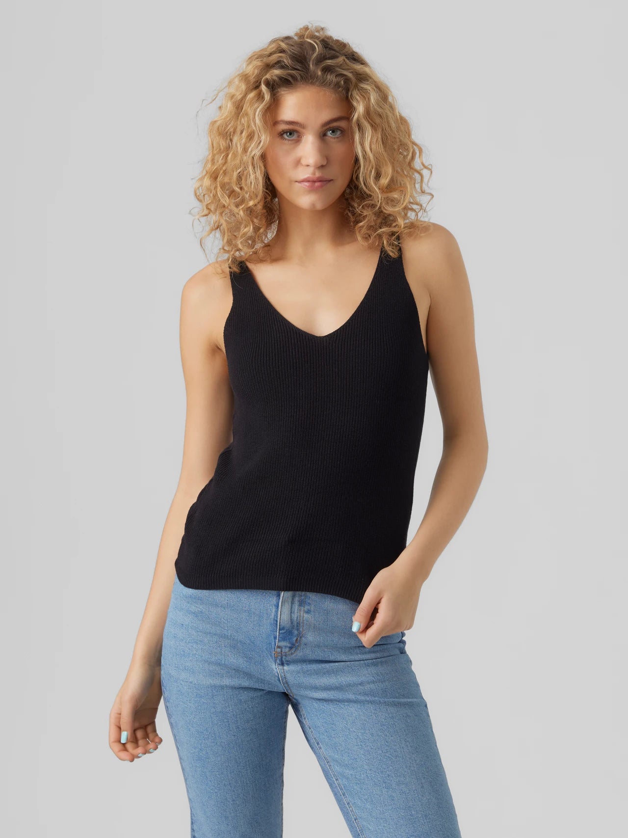 Vneck Sleeveless Knit Top