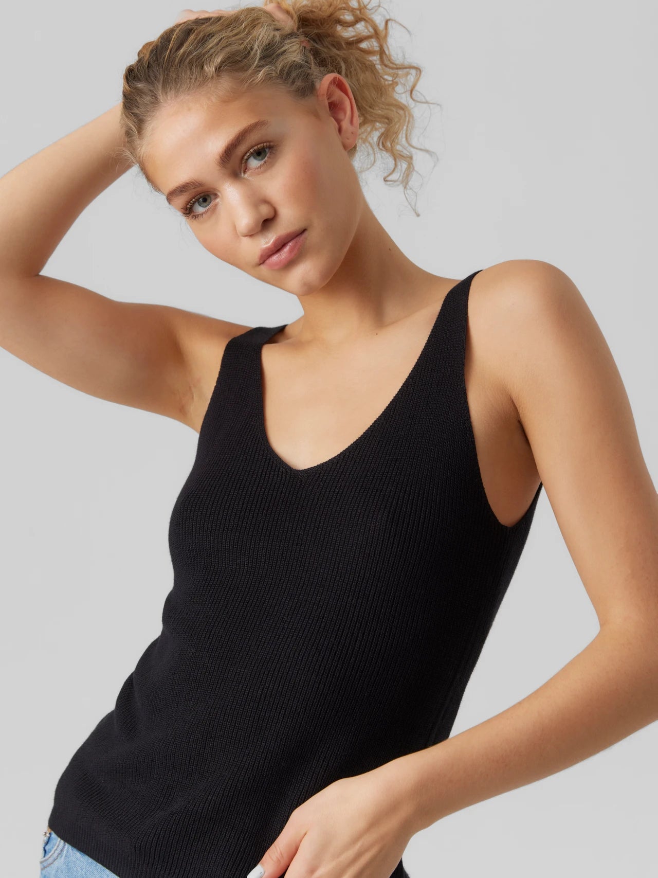 Vneck Sleeveless Knit Top