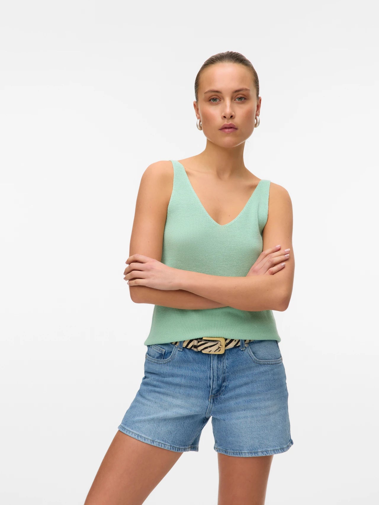 Vneck Sleeveless Knit Top