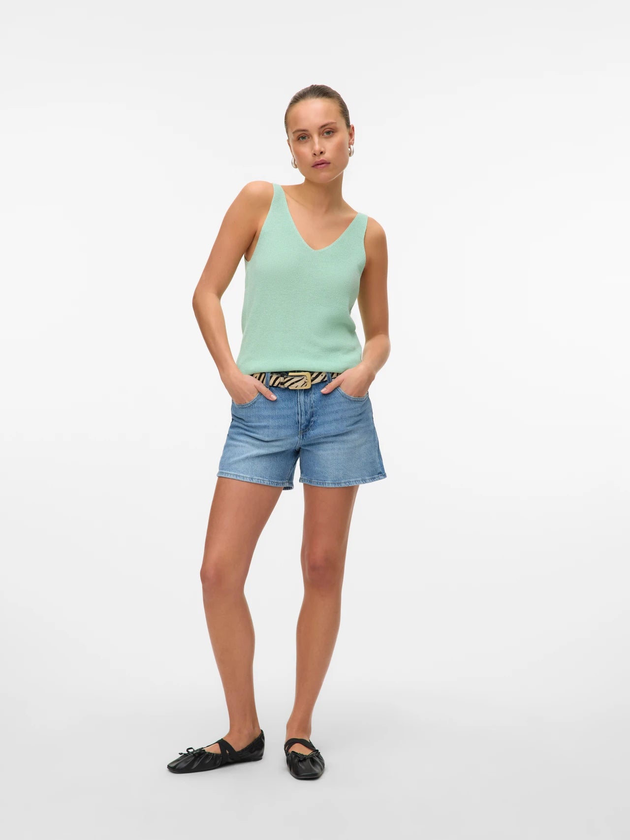 Vneck Sleeveless Knit Top