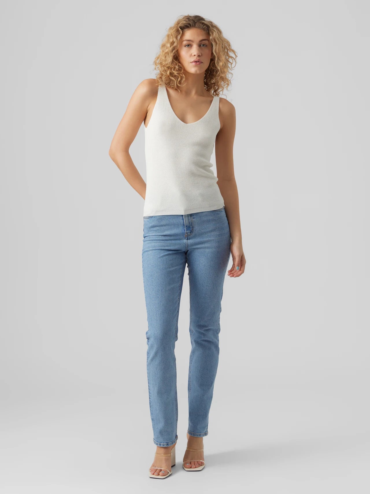 Vneck Sleeveless Knit Top