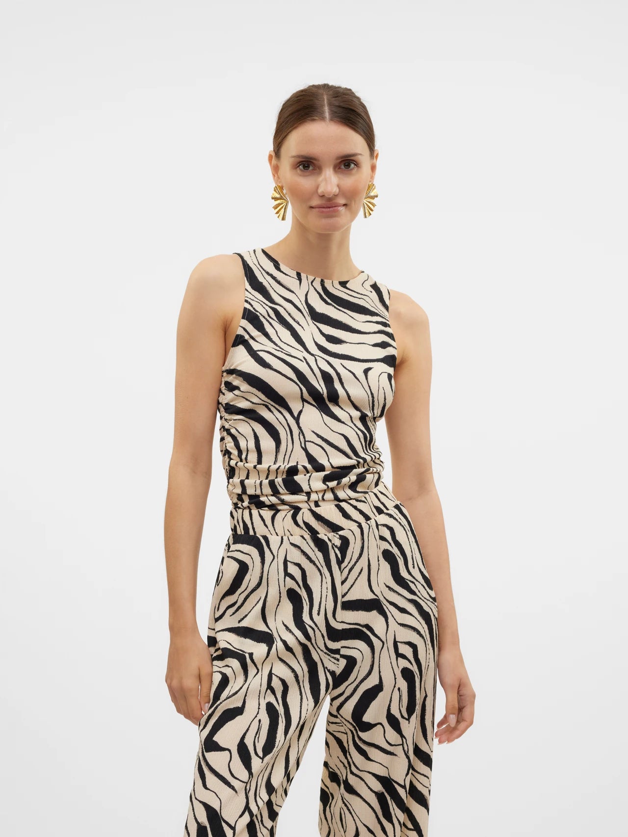 Ruched Print Top
