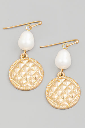 Matte Pearl Disc Drop Earrings