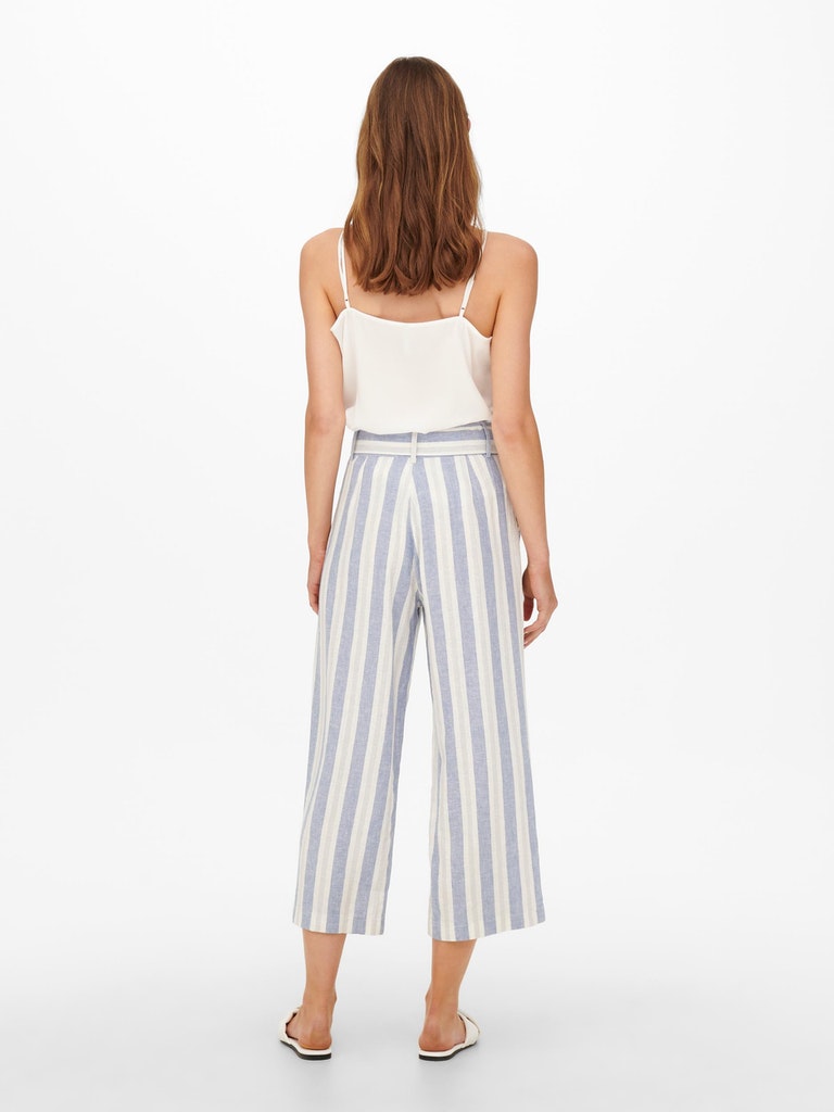 Caro High Waist Linen Blend Culotte Pants