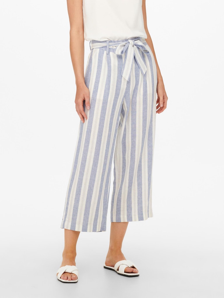 Caro High Waist Linen Blend Culotte Pants