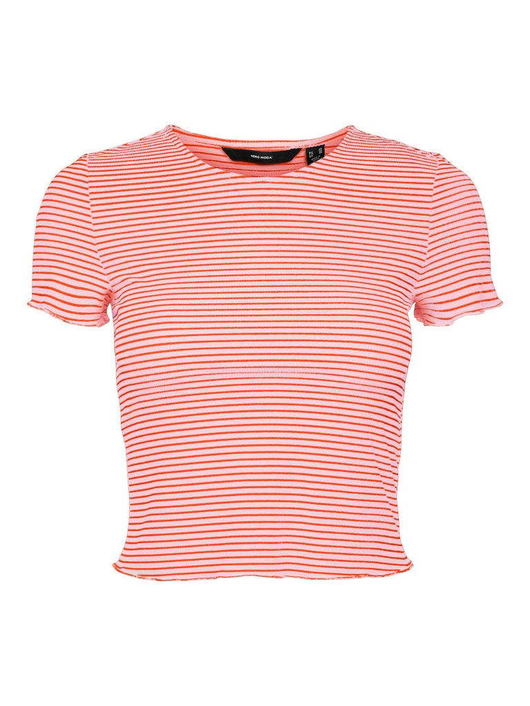 Jill Short Sleeve Crop Top-Stripe