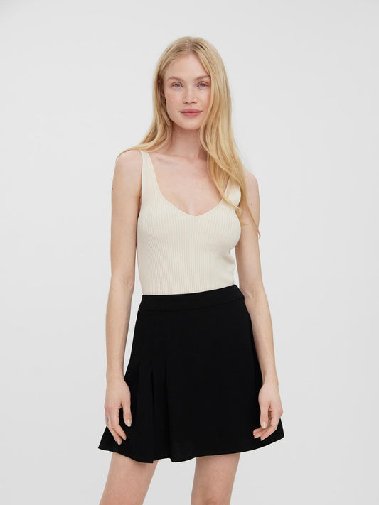 Glory Sleeveless Rib Top - Black and Birch