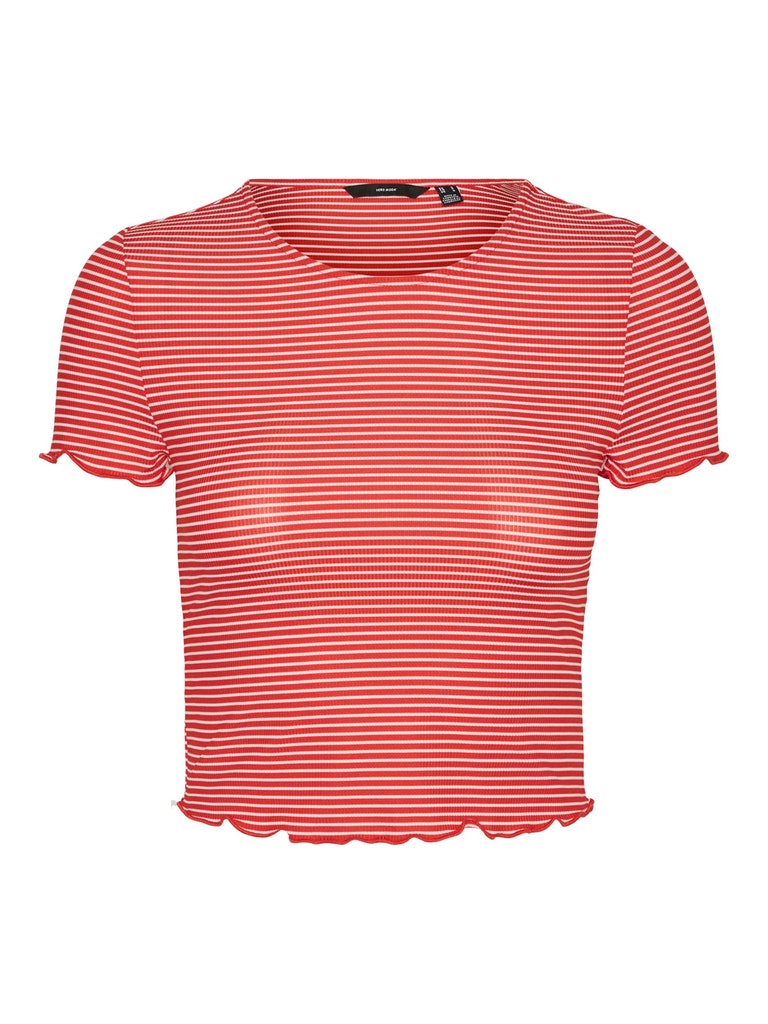 Jill Short Sleeve Crop Top-Stripe