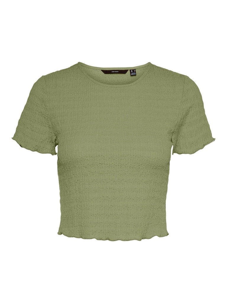 Nynne Short Sleeve Smocked Crop Top