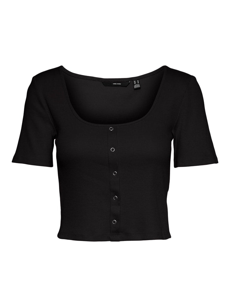 Natasha Button Cotton Crop Top
