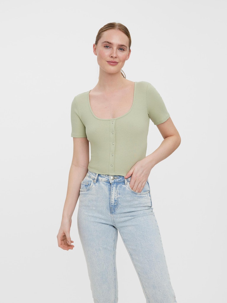 Natasha Button Cotton Crop Top