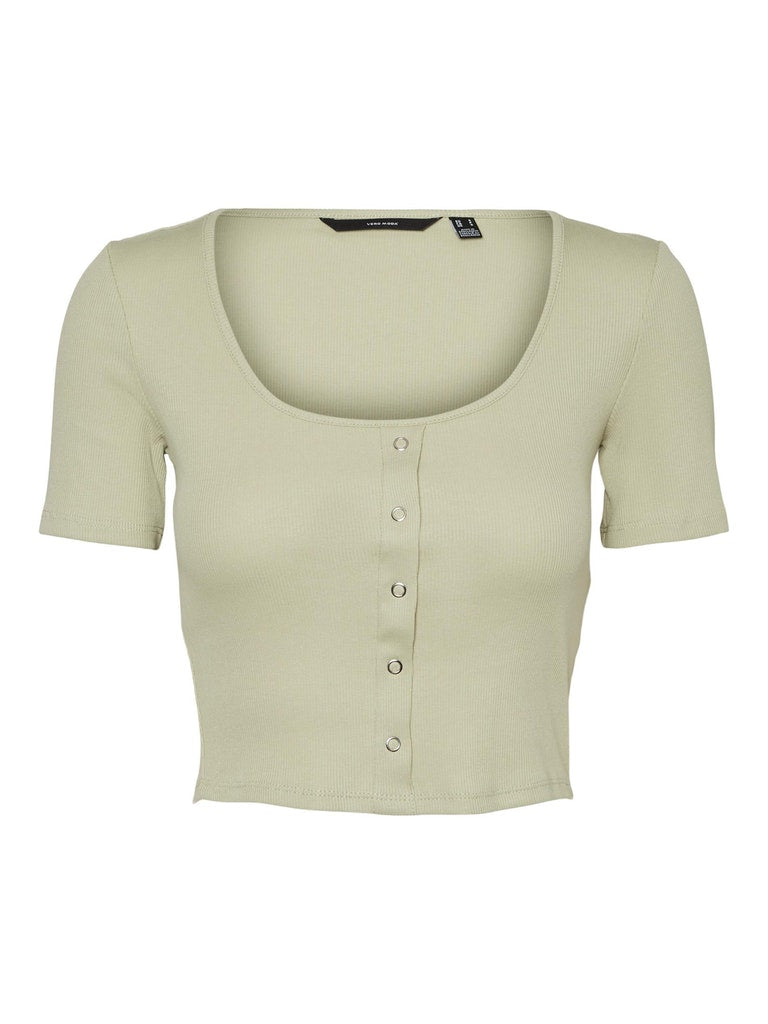 Natasha Button Cotton Crop Top