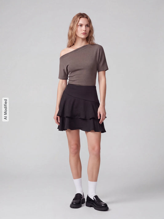 A-line Mini Skirt with Ruffles