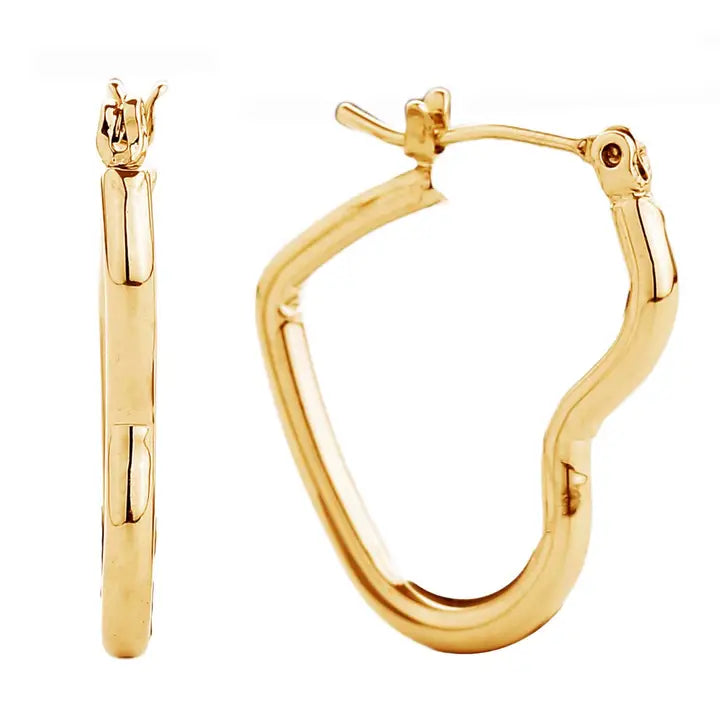 14K Gold Dipped Heart Hoop Earrings