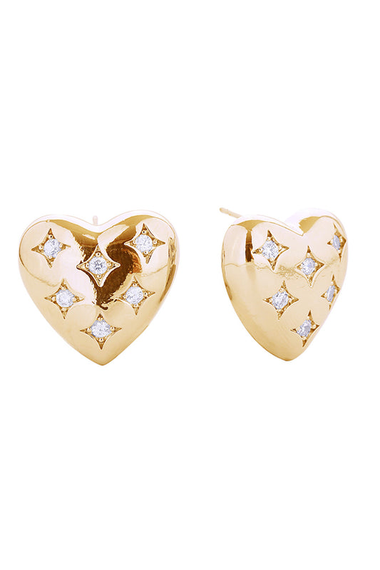 14K Gold Dipped Puffy Heart Earrings