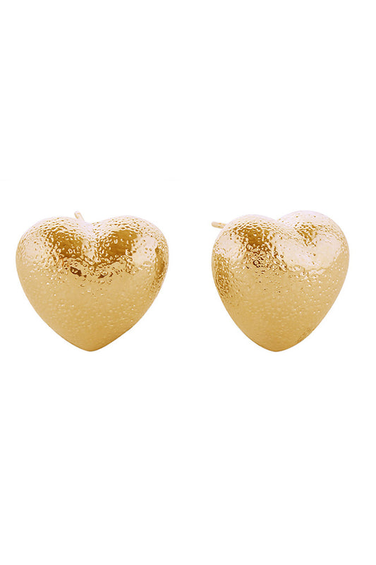 14K Gold Dipped Textured Heart Earrings