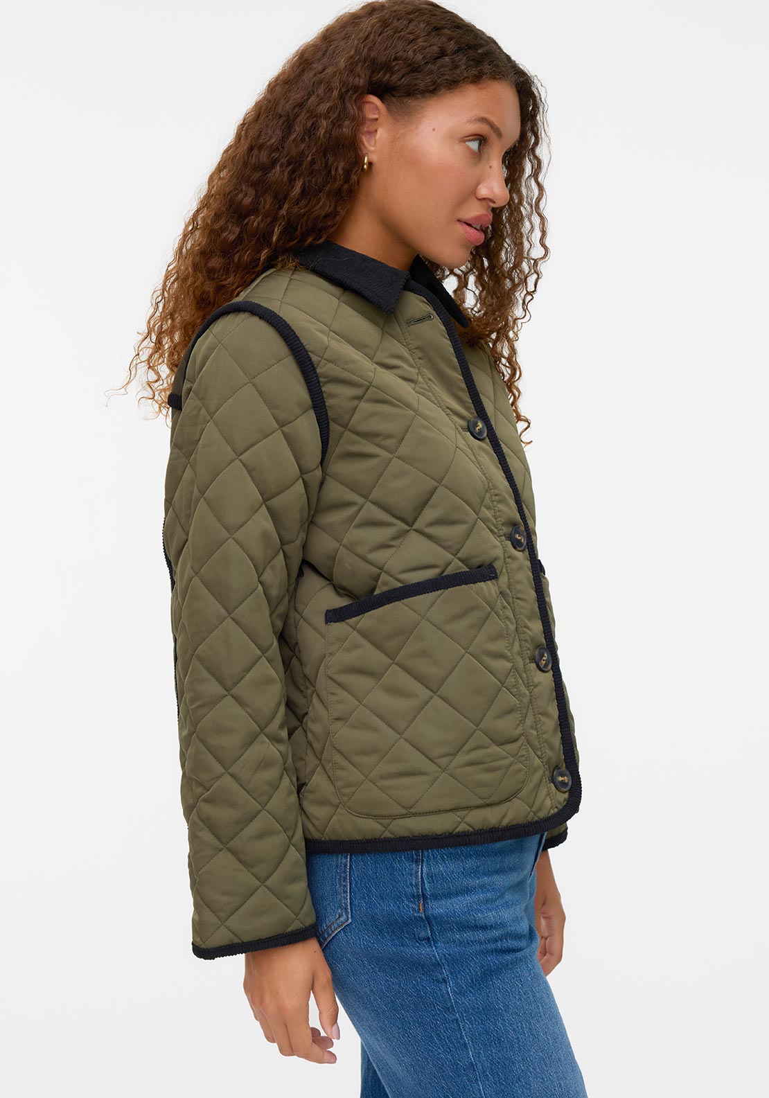 Corduroy Collar Jacket - Green