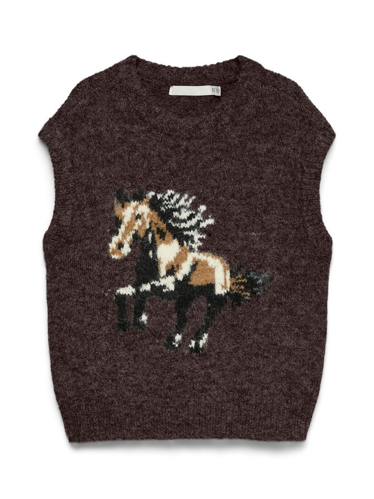 Horse Print Sleeveless Knitted Vest