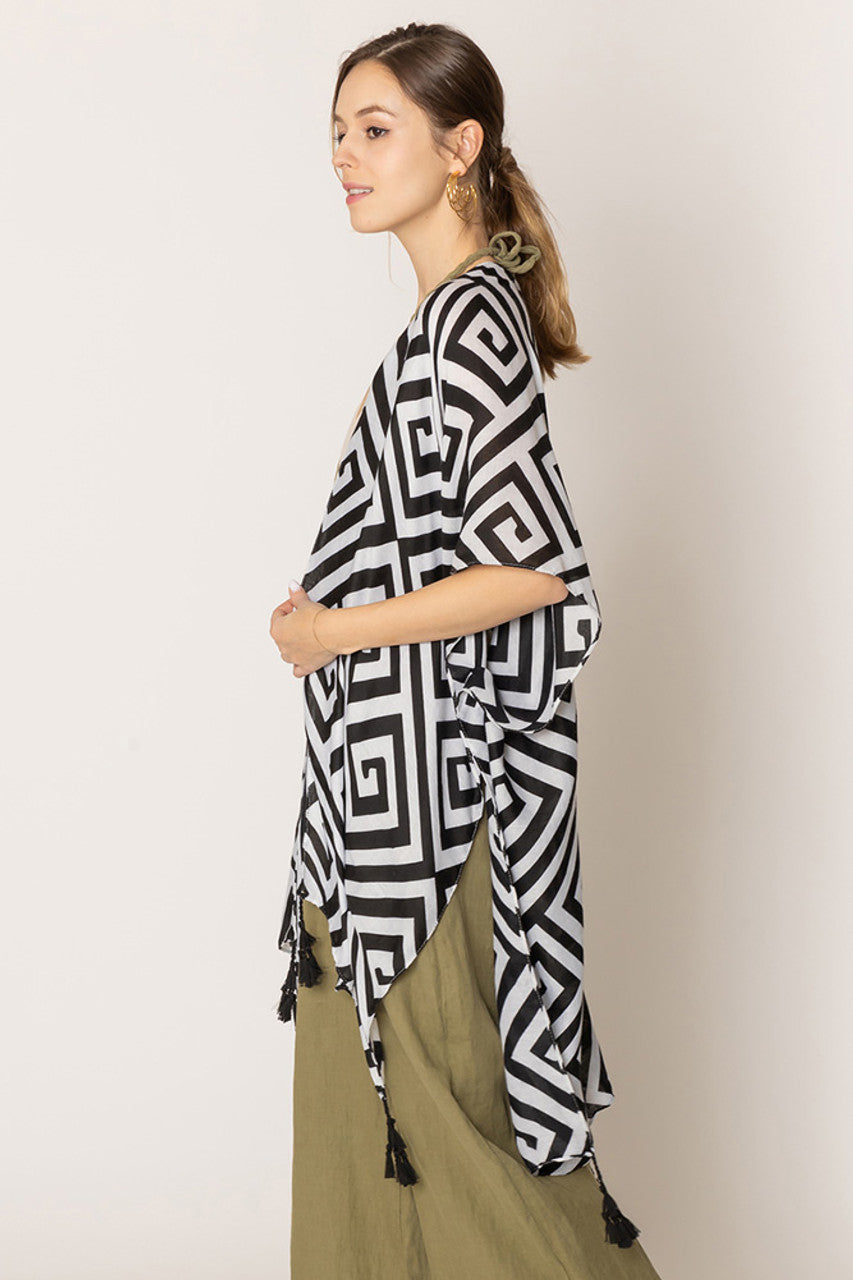 Geometric Print Kimono