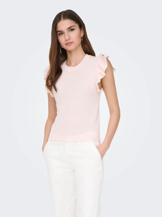 Cotton Frilled Knit Top