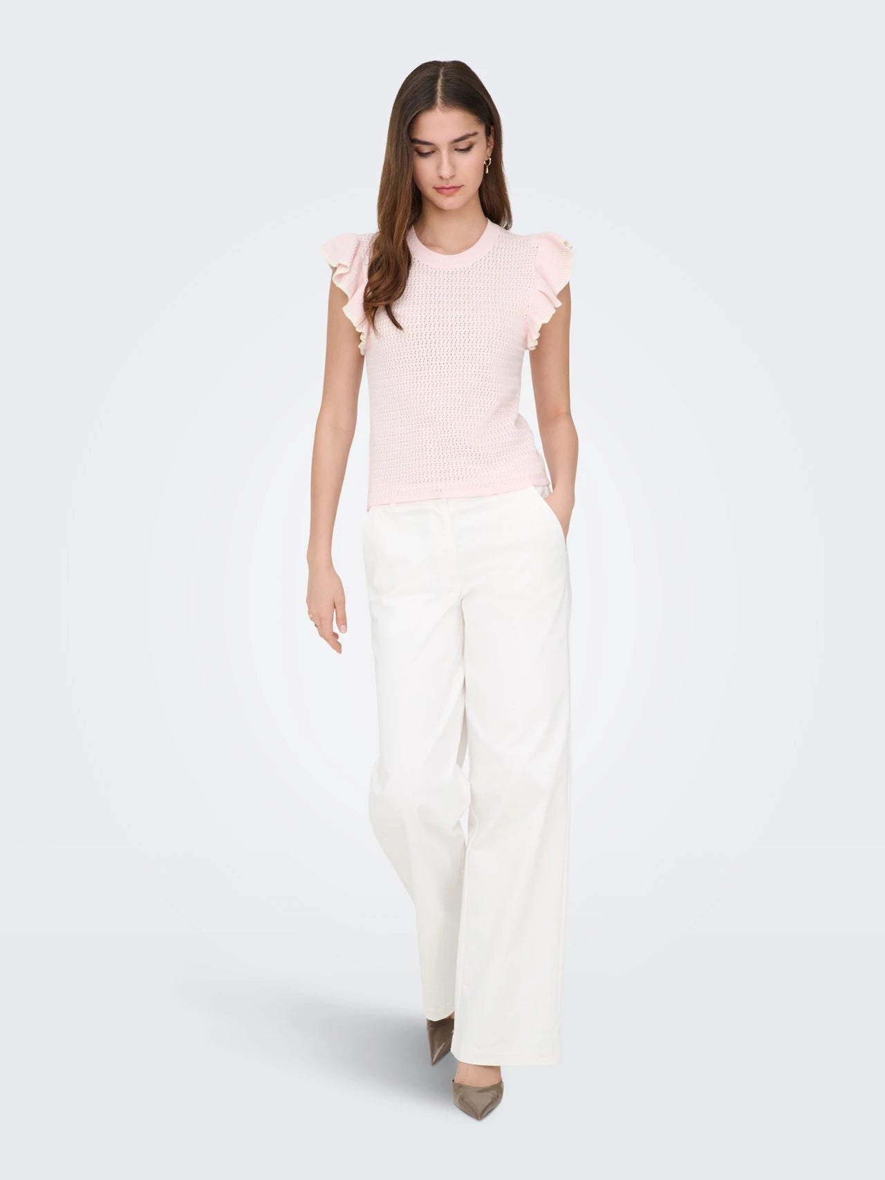 Cotton Frilled Knit Top