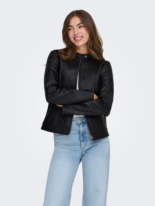 Fitted Faux Leather Jacket