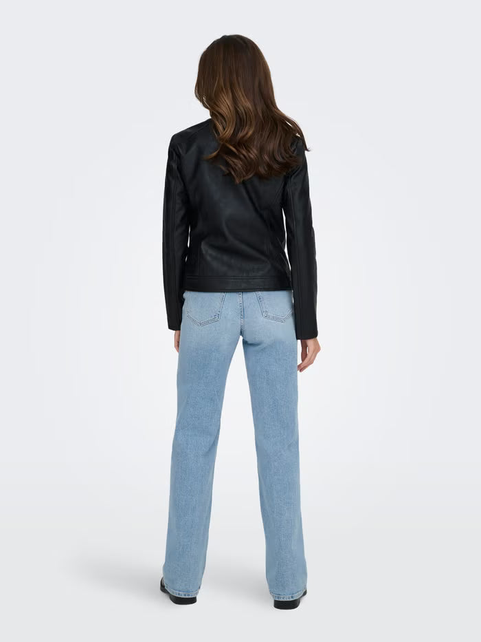 Fitted Faux Leather Jacket
